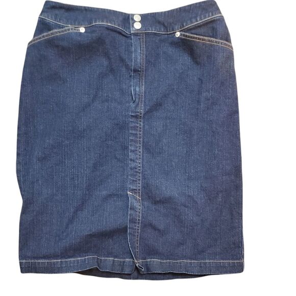 Lands’ End Dark Wash Denim Straight Skirt Size 4 - Picture 1 of 9